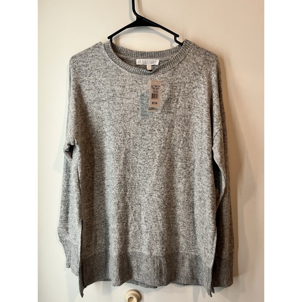 Planet Gold Tunic Sweater Ultra Soft Gray Stretch Light Weight Size M New